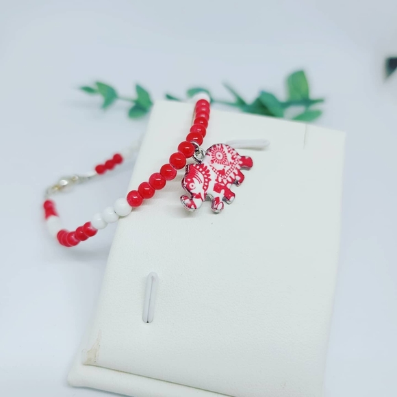 Girly Bracelet with Enamel Elephant 🐘charm - Picture 2 of 3